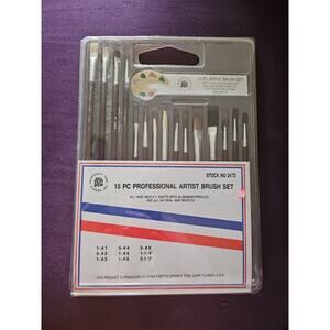 PTC Professional Artist Paint Brushes 15pc Set Crafts Wood Handles